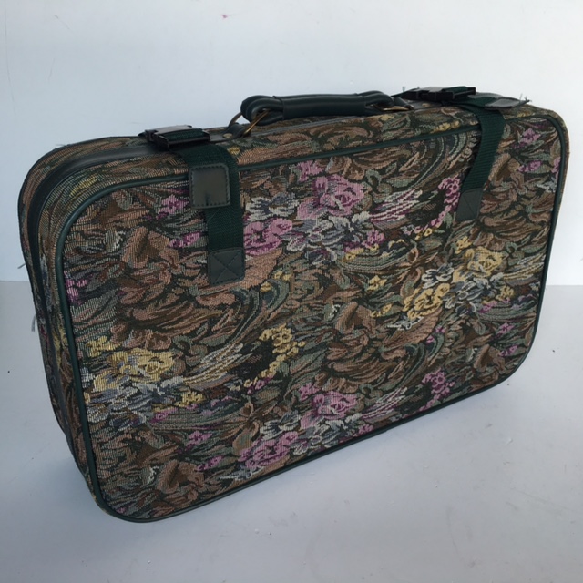 SUITCASE, Medium Tapestry w Green Trim